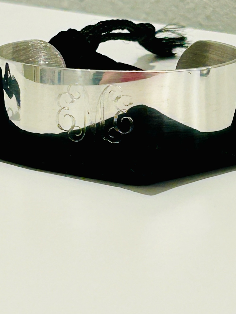 Vintage Pewter Cuff Bracelet Engraved EME 1" Width